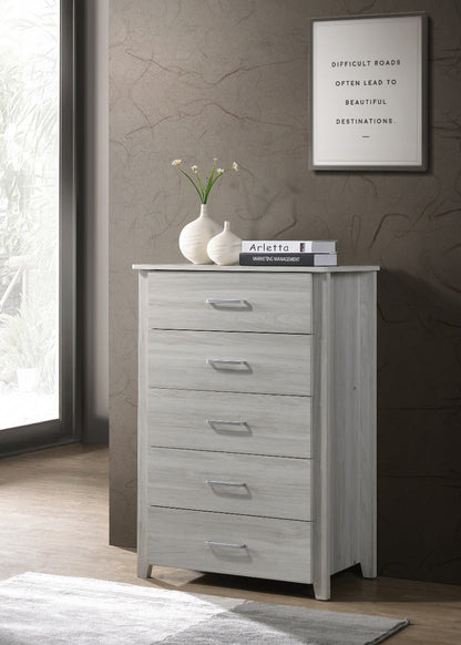 5 Chest Of Drawers Tallboy In White Oak - Cosy Abode