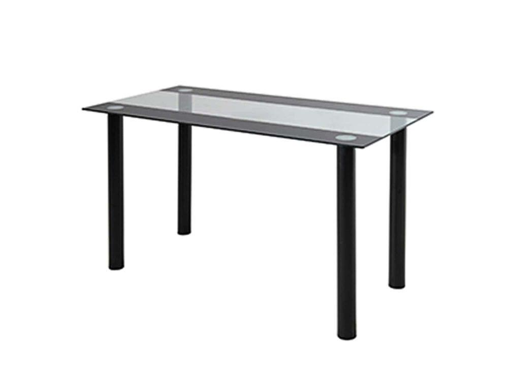 5 Piece Table and Chairs Set with Glass Table and Leather High Back Chairs - Black - Cosy Abode