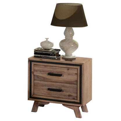 5 Pieces Bedroom Suite King Size Silver Brush in Acacia Wood Construction Bed, Bedside Table, Tallboy & Dresser - Cosy Abode