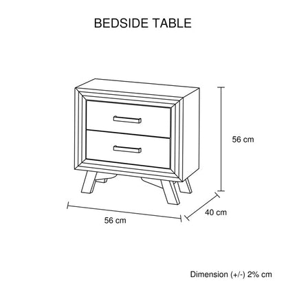 5 Pieces Bedroom Suite King Size Silver Brush in Acacia Wood Construction Bed, Bedside Table, Tallboy & Dresser - Cosy Abode