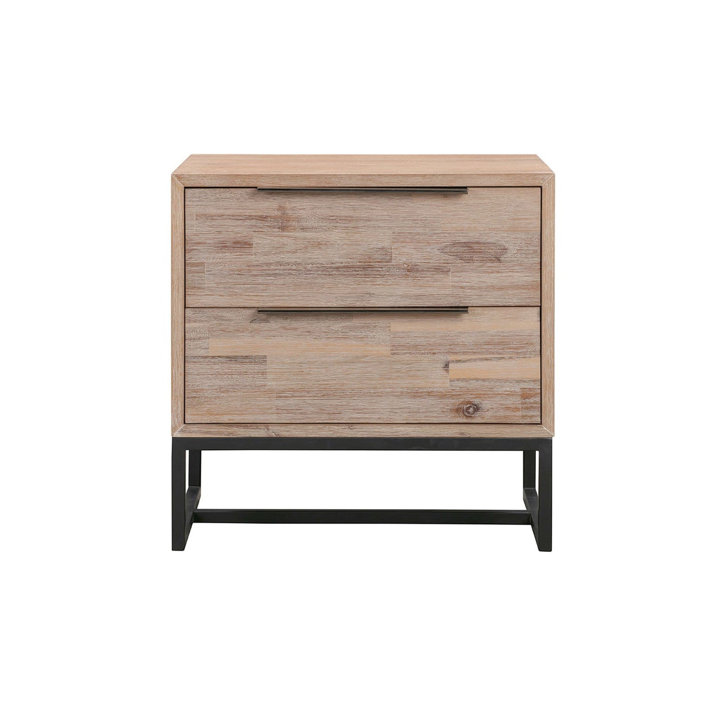 5 Pieces Bedroom Suite made in Solid Wood Acacia Veneered Queen Size Oak Colour Bed, Bedside Table, Tallboy & Dresser - Cosy Abode