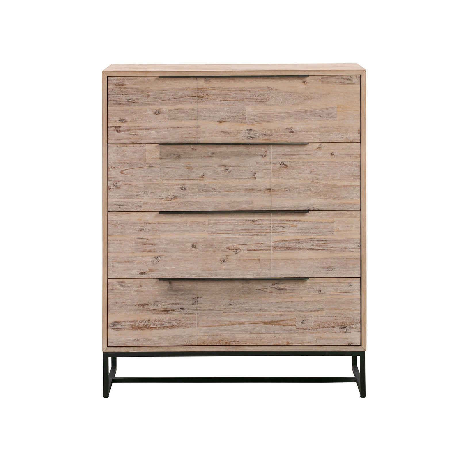5 Pieces Bedroom Suite made in Solid Wood Acacia Veneered Queen Size Oak Colour Bed, Bedside Table, Tallboy & Dresser - Cosy Abode