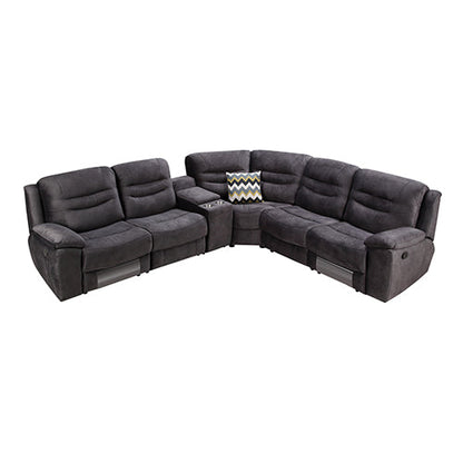 5 Seater Corner Couch Velvet Grey Fabric Recliner Sofa Lounge Set with Quilted Back Cushions - Cosy Abode