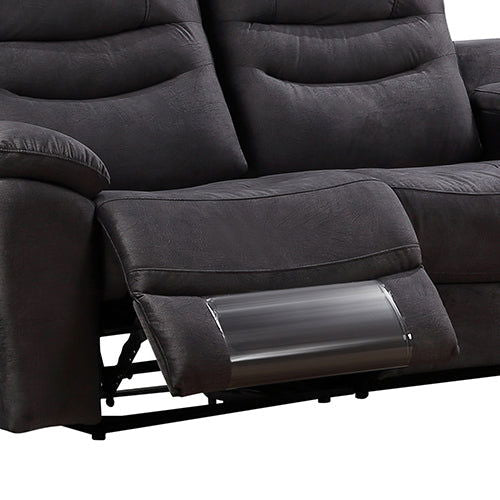 5 Seater Corner Couch Velvet Grey Fabric Recliner Sofa Lounge Set with Quilted Back Cushions - Cosy Abode