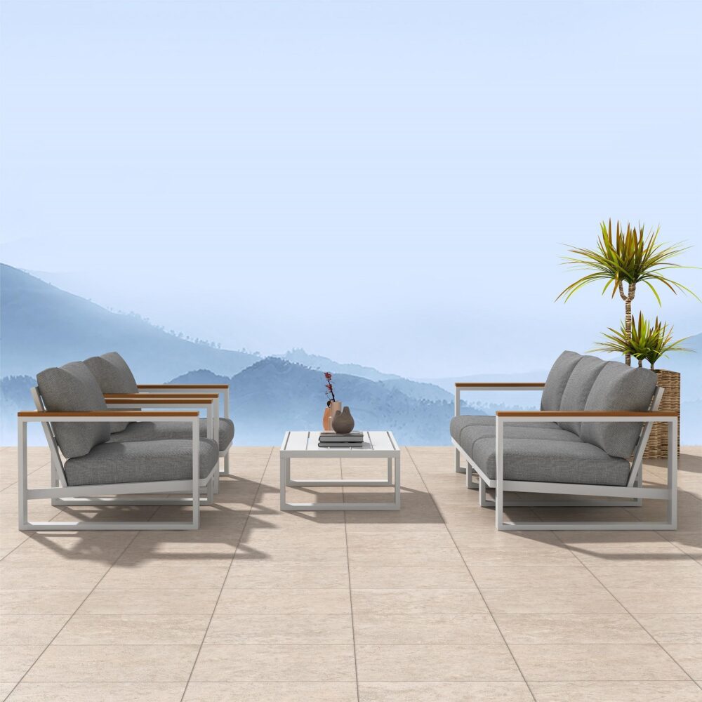 5 Seater Grandeur Lounge Suite – White - Cosy Abode