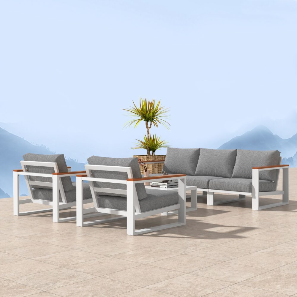 5 Seater Grandeur Lounge Suite – White - Cosy Abode