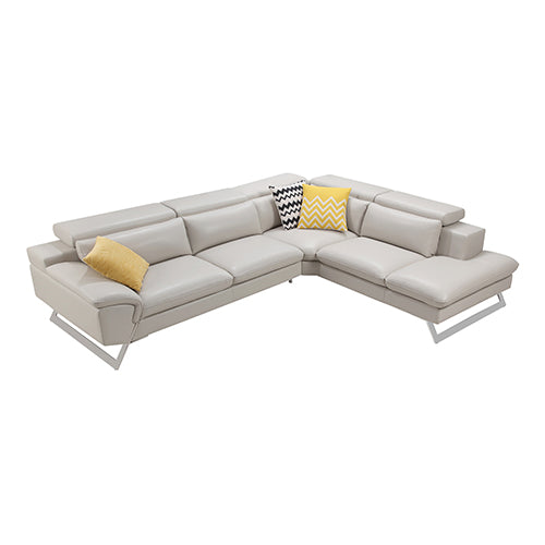 5 Seater Lounge Cream Colour Leatherette Corner Sofa Couch with Chaise - Cosy Abode