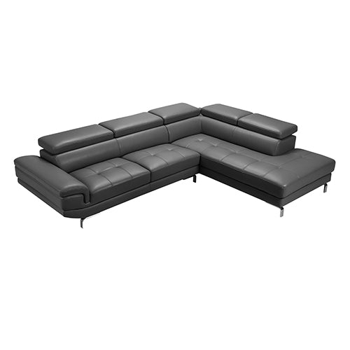 5 Seater Lounge Set Grey Colour Leatherette Corner Sofa for Living Room Couch with Chaise - Cosy Abode