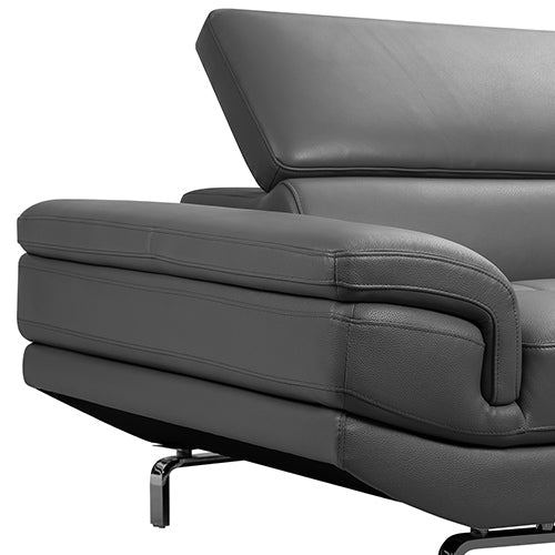 5 Seater Lounge Set Grey Colour Leatherette Corner Sofa for Living Room Couch with Chaise - Cosy Abode
