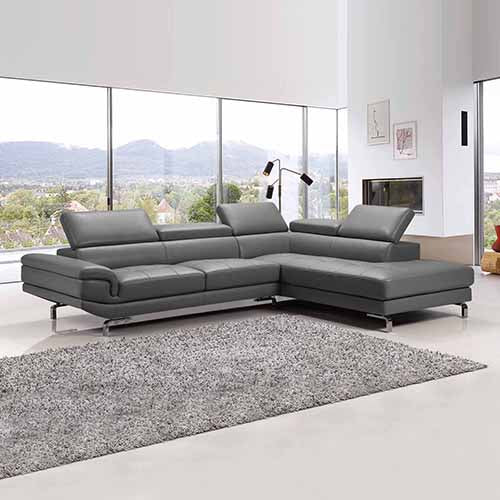 5 Seater Lounge Set Grey Colour Leatherette Corner Sofa for Living Room Couch with Chaise - Cosy Abode