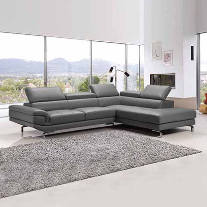 5 Seater Lounge Set Grey Colour Leatherette Corner Sofa for Living Room Couch with Chaise - Cosy Abode