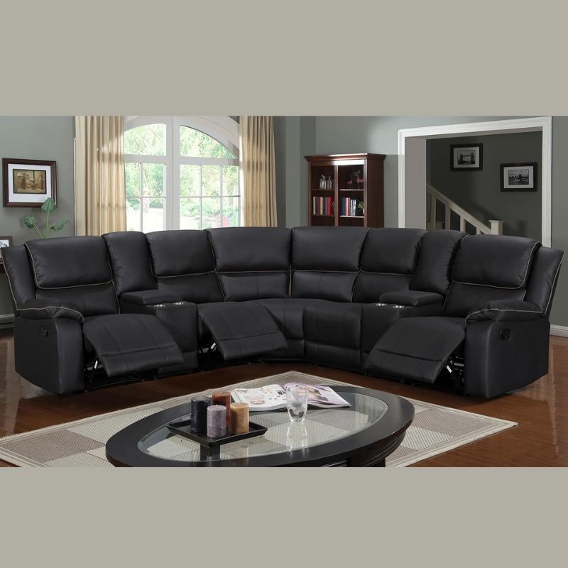 5 Seater Modular Manual Corner 3 Recliner with 2 cup holder consoles - Cosy Abode
