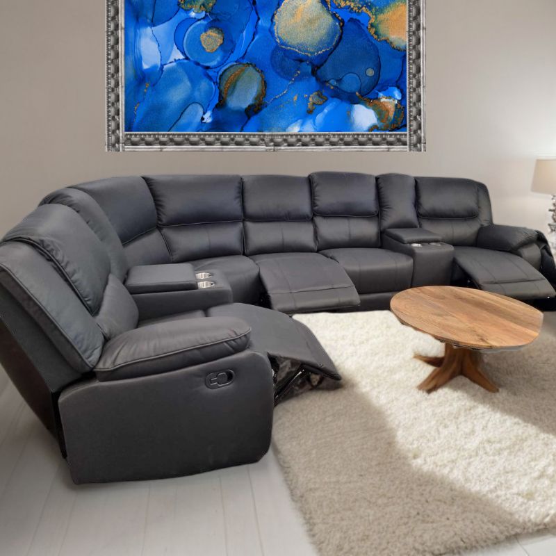 5 Seater Modular Manual Corner 3 Recliner with 2 cup holder consoles - Cosy Abode