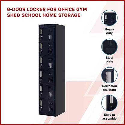 6-Door Locker for Office - Black - Cosy Abode