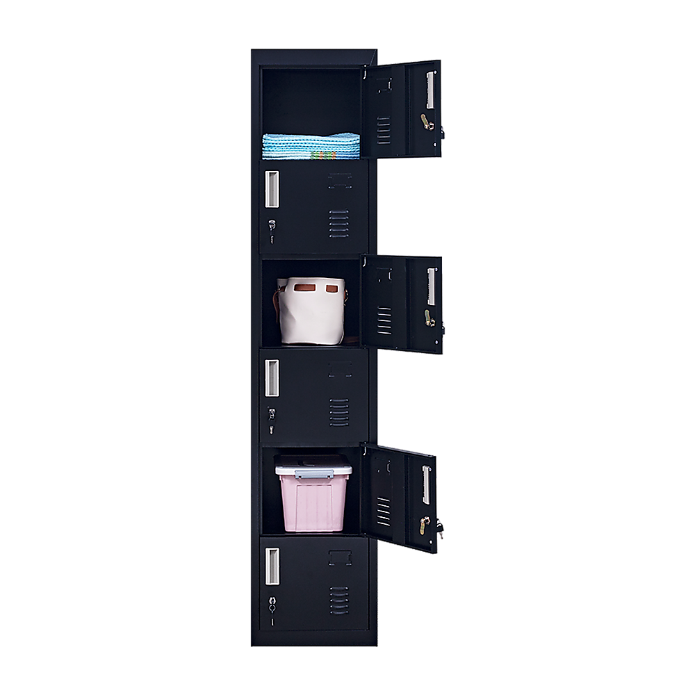 6-Door Locker for Office - Black - Cosy Abode
