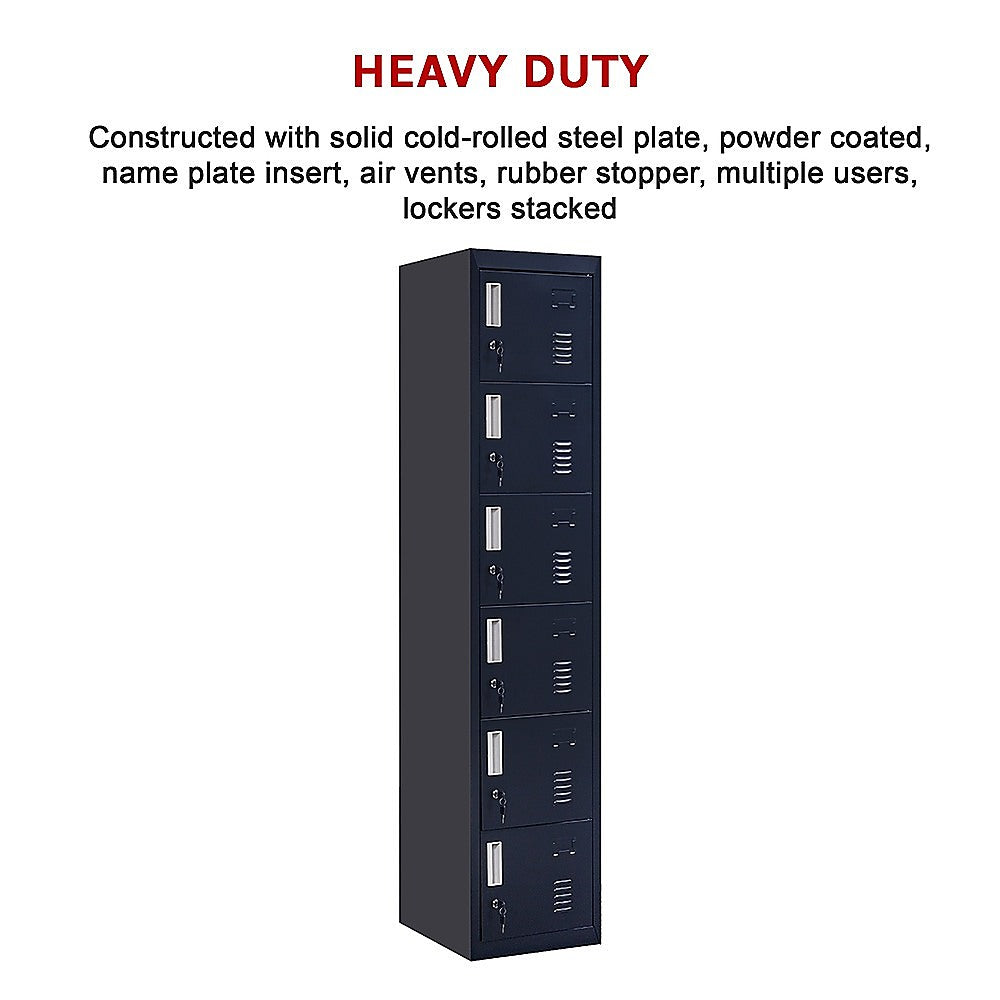 6-Door Locker for Office - Black - Cosy Abode