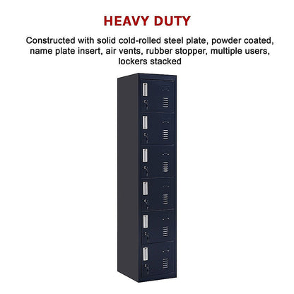 6-Door Locker for Office - Black - Cosy Abode