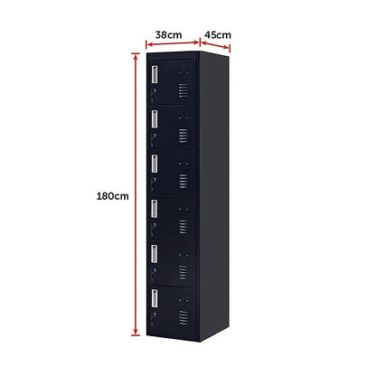 6-Door Locker for Office - Black - Cosy Abode
