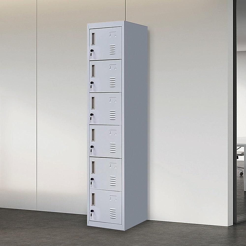 6-Door Locker for Office - Grey - Cosy Abode