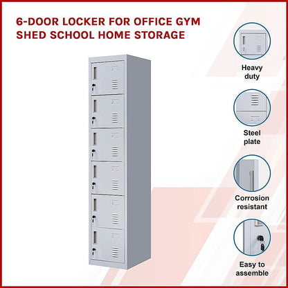 6-Door Locker for Office - Grey - Cosy Abode