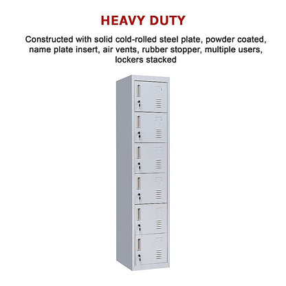 6-Door Locker for Office - Grey - Cosy Abode