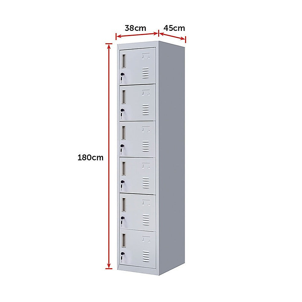 6-Door Locker for Office - Grey - Cosy Abode