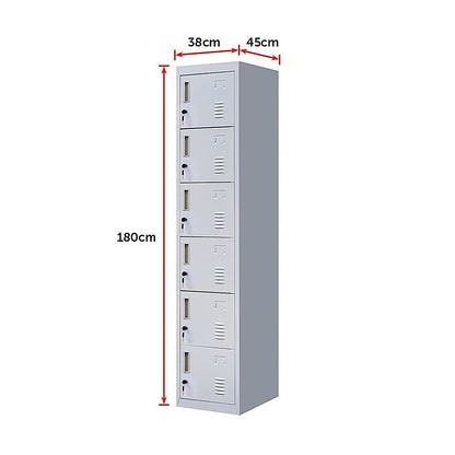 6-Door Locker for Office - Grey - Cosy Abode