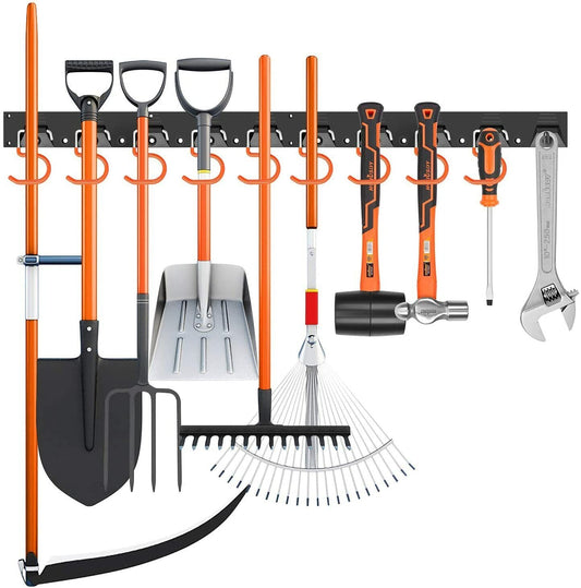 64" Wall Mount Tool Hanger Garden Storage Organizer Mop Broom Holder Hook Pegs - Cosy Abode