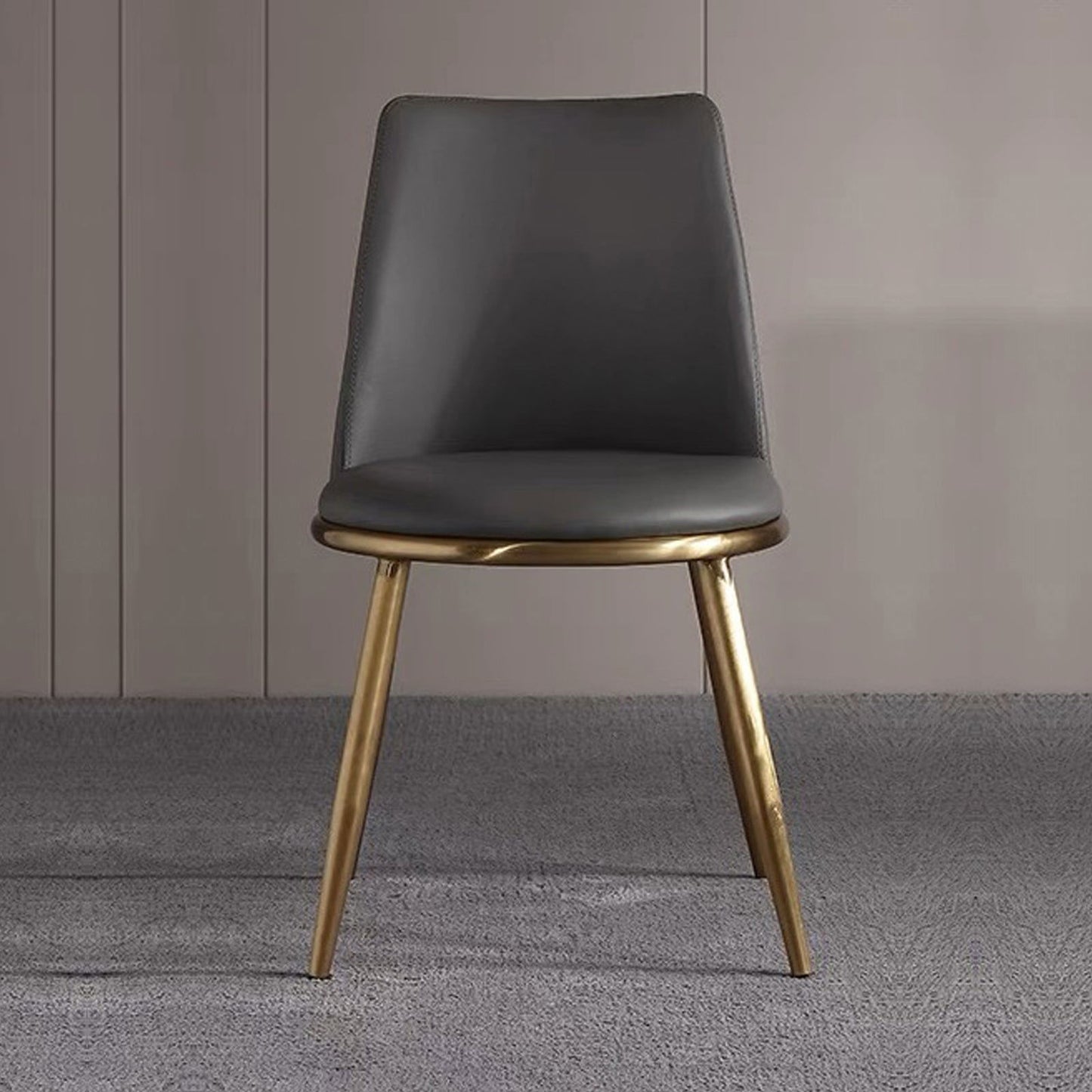 6X Dining Chairs Black Leatherette Seat Golden Frame Tripod Legs Stainless Steel Firm Support - Cosy Abode
