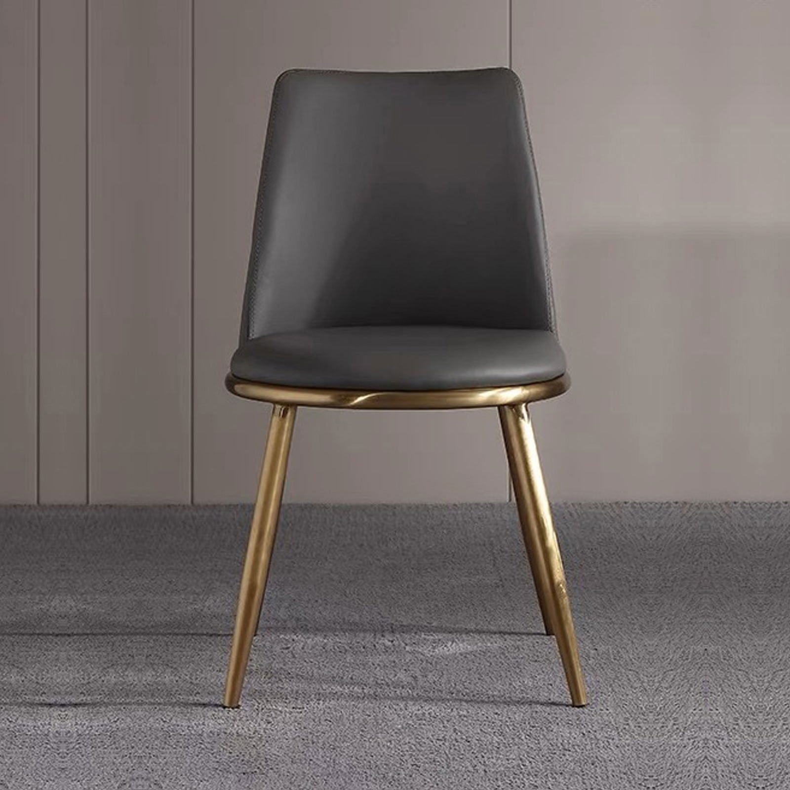 6X Dining Chairs Black Leatherette Seat Golden Frame Tripod Legs Stainless Steel Firm Support - Cosy Abode