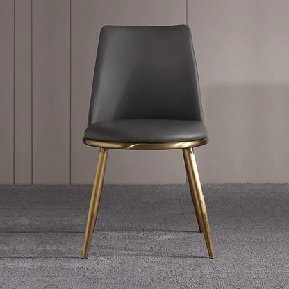 6X Dining Chairs Black Leatherette Seat Golden Frame Tripod Legs Stainless Steel Firm Support - Cosy Abode