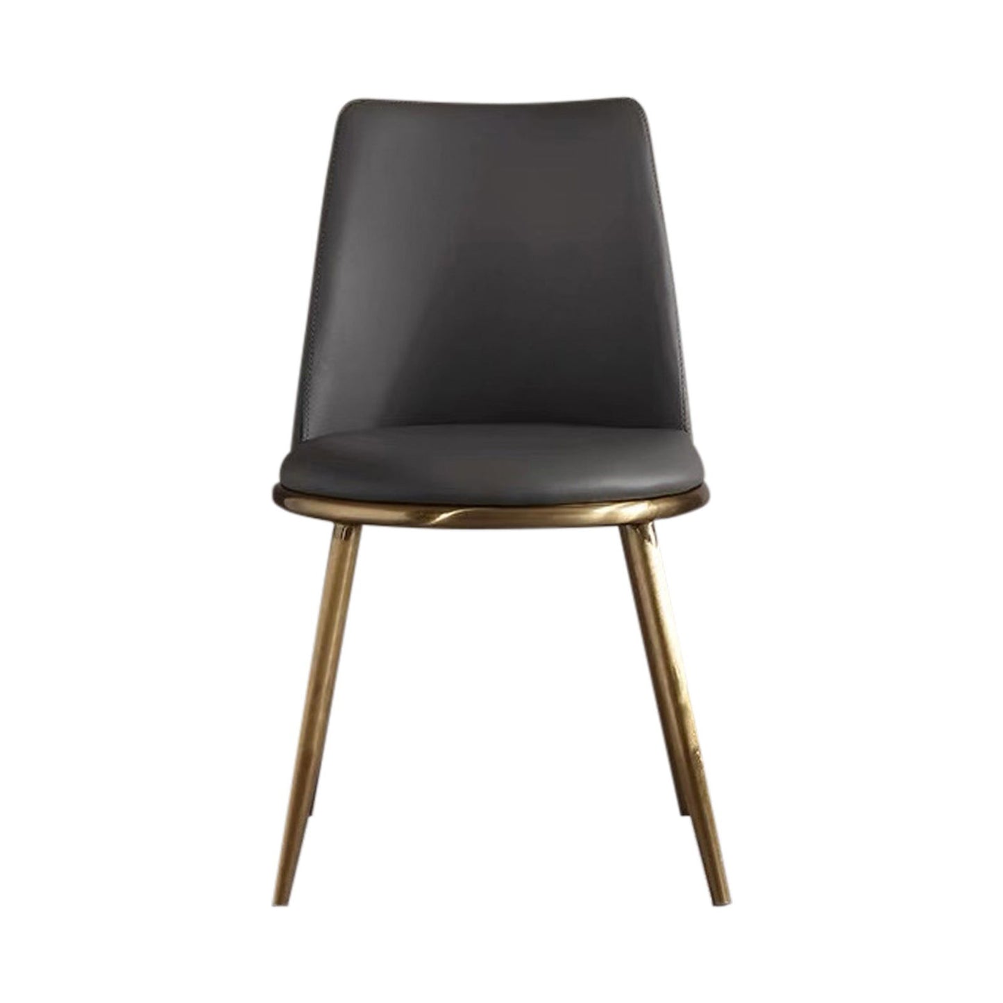 6X Dining Chairs Black Leatherette Seat Golden Frame Tripod Legs Stainless Steel Firm Support - Cosy Abode