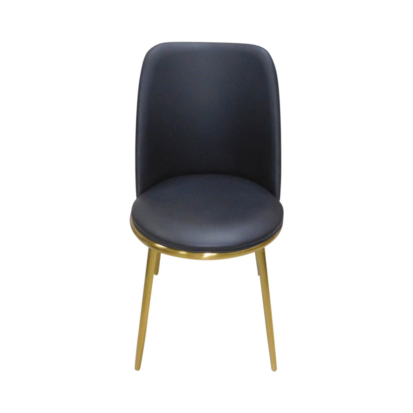 6X Dining Chairs Black Leatherette Seat Golden Frame Tripod Legs Stainless Steel Firm Support - Cosy Abode