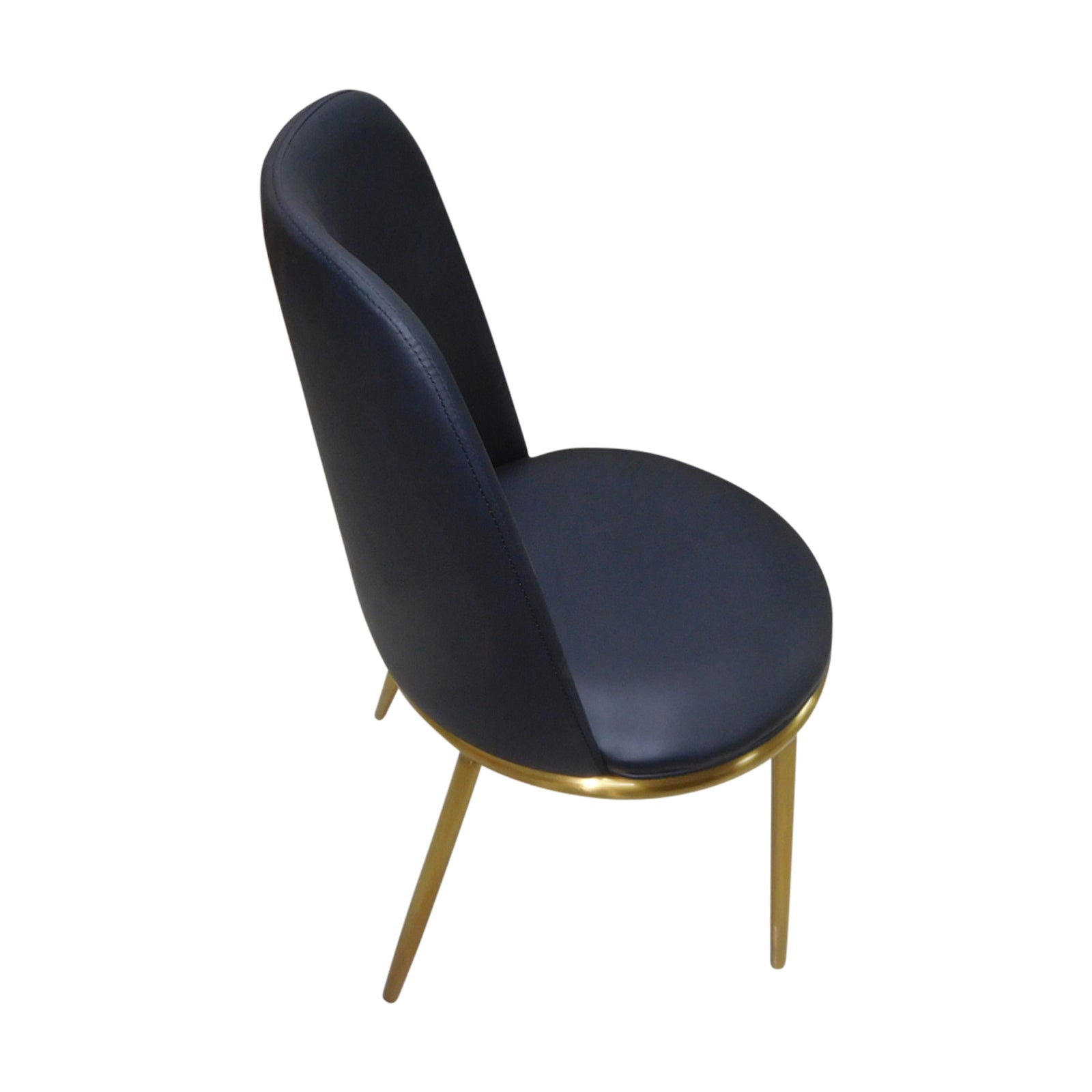 6X Dining Chairs Black Leatherette Seat Golden Frame Tripod Legs Stainless Steel Firm Support - Cosy Abode