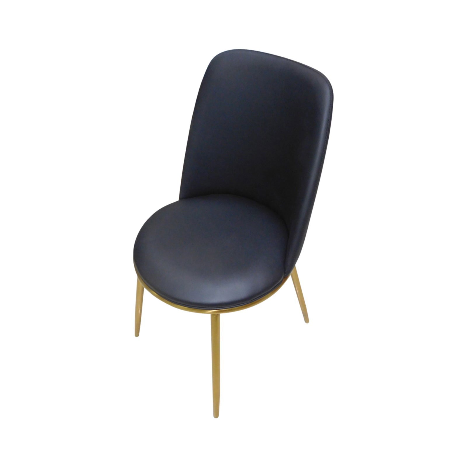6X Dining Chairs Black Leatherette Seat Golden Frame Tripod Legs Stainless Steel Firm Support - Cosy Abode