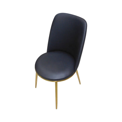 6X Dining Chairs Black Leatherette Seat Golden Frame Tripod Legs Stainless Steel Firm Support - Cosy Abode
