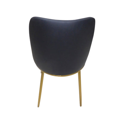 6X Dining Chairs Black Leatherette Seat Golden Frame Tripod Legs Stainless Steel Firm Support - Cosy Abode