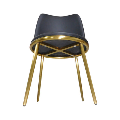 6X Dining Chairs Black Leatherette Seat Golden Frame Tripod Legs Stainless Steel Firm Support - Cosy Abode