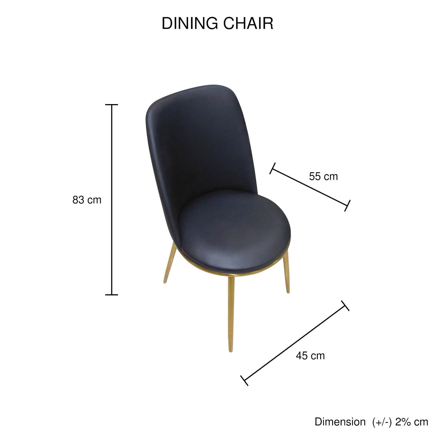 6X Dining Chairs Black Leatherette Seat Golden Frame Tripod Legs Stainless Steel Firm Support - Cosy Abode