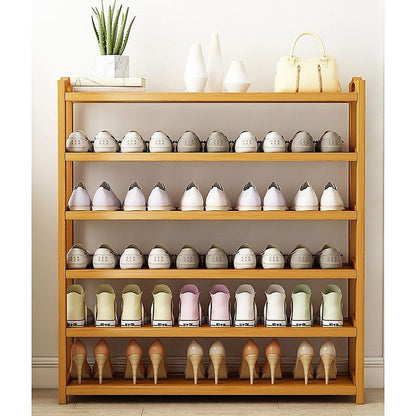 6 Level Bamboo Shoe Shelf for Entryway or Wardrobe - Cosy Abode
