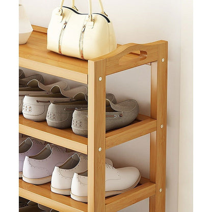 6 Level Bamboo Shoe Shelf for Entryway or Wardrobe - Cosy Abode