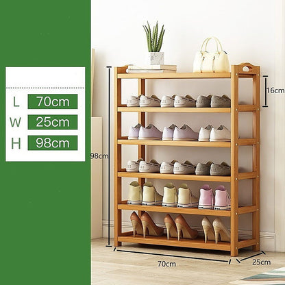 6 Level Bamboo Shoe Shelf for Entryway or Wardrobe - Cosy Abode