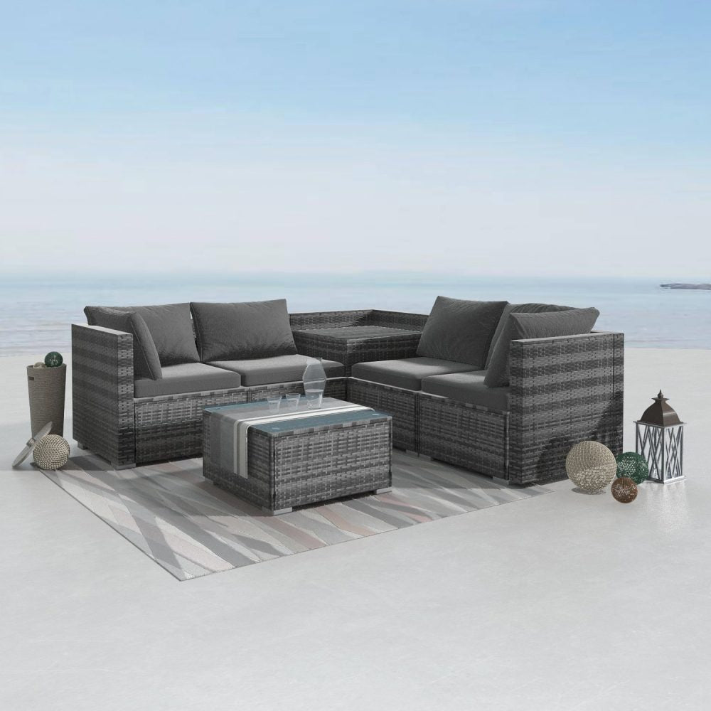 6 Pc Coogee Modular Outdoor Setting - Grey - Cosy Abode