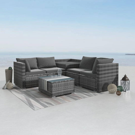 6 Pc Coogee Modular Outdoor Setting - Grey - Cosy Abode