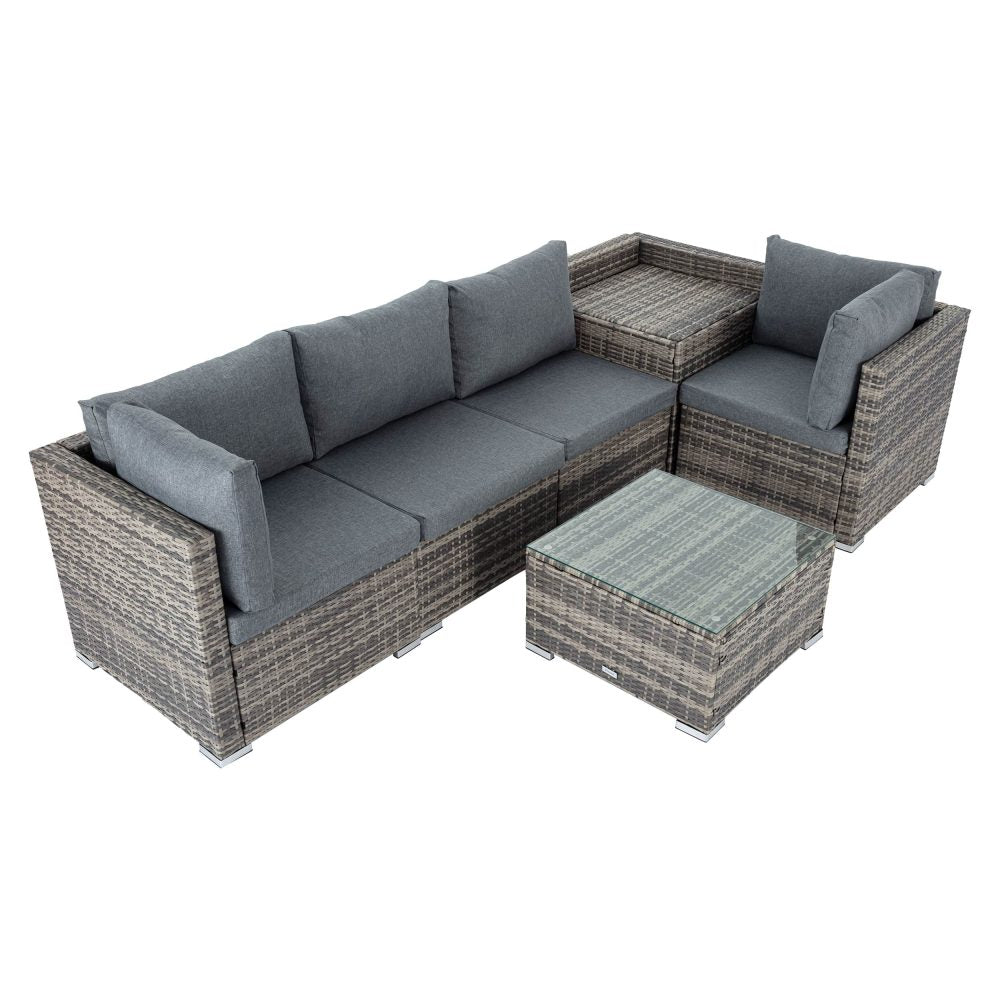 6 Pc Coogee Modular Outdoor Setting - Grey - Cosy Abode