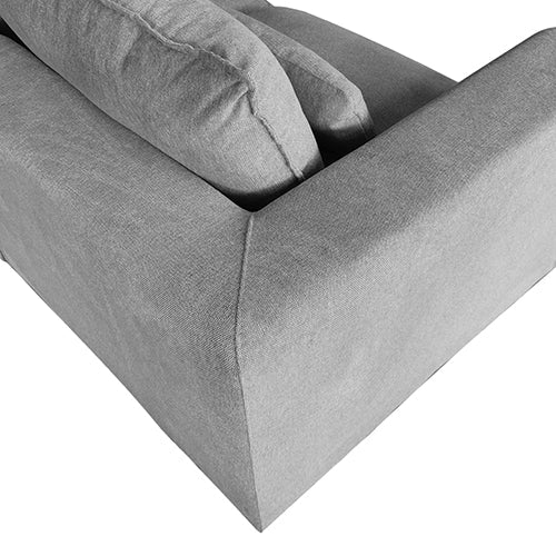 6 Seater Cloud Sectional Sofa in Belfast Fabric Grey Living Room Couch with Ottoman - Cosy Abode