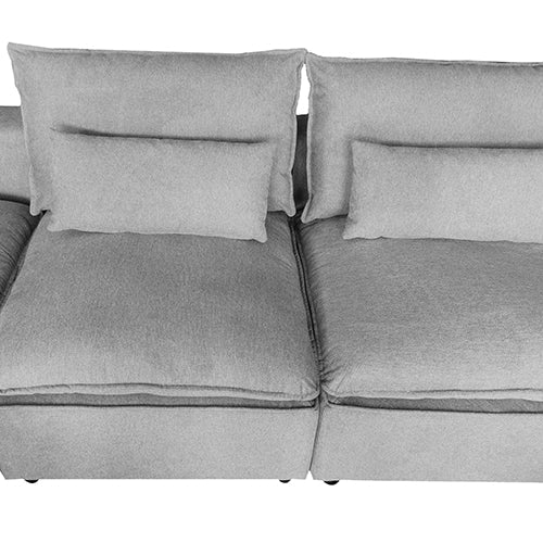 6 Seater Cloud Sectional Sofa in Belfast Fabric Grey Living Room Couch with Ottoman - Cosy Abode