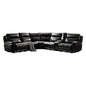 6 Seater Corner Sofa with Genuine Leather Black Armless Recliners Straight Console Lounge Set for Living Room - Cosy Abode