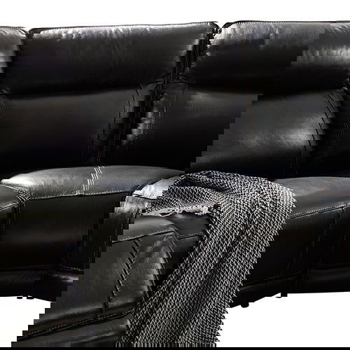 6 Seater Corner Sofa with Genuine Leather Black Armless Recliners Straight Console Lounge Set for Living Room - Cosy Abode