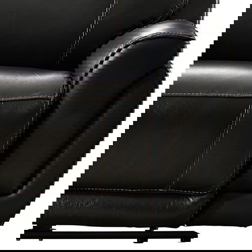 6 Seater Corner Sofa with Genuine Leather Black Armless Recliners Straight Console Lounge Set for Living Room - Cosy Abode